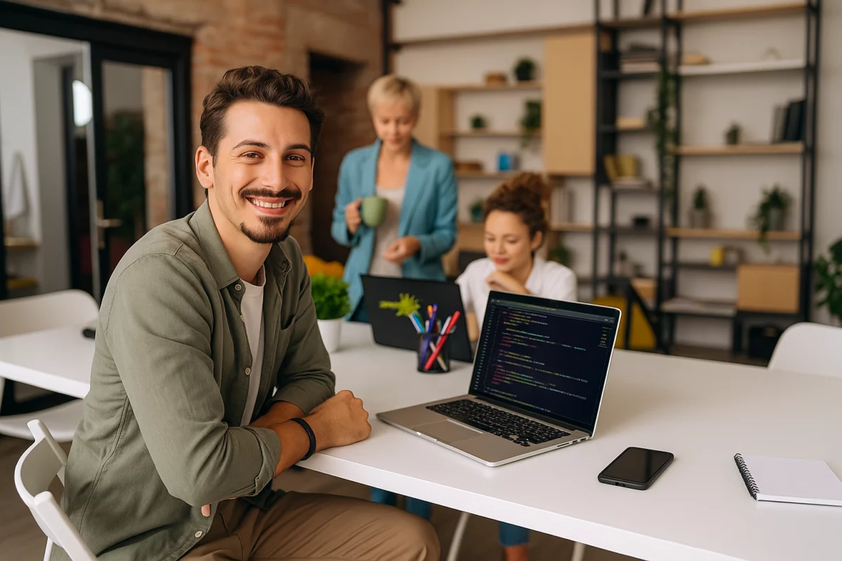 Junges Team arbeitet gemeinsam im Büro