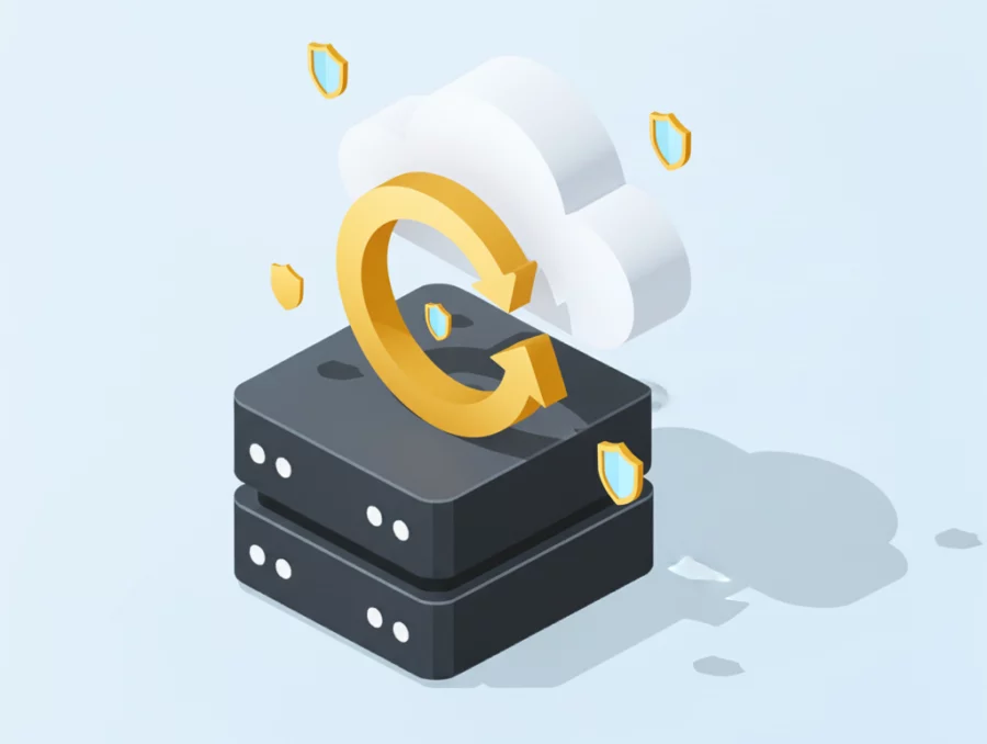 Illustration: Server mit Cloud-Backup
