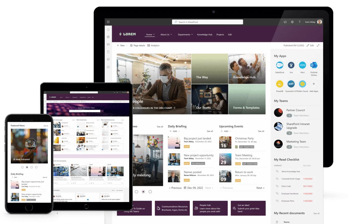 Intranet auf Laptop, Tablet und Smartphone